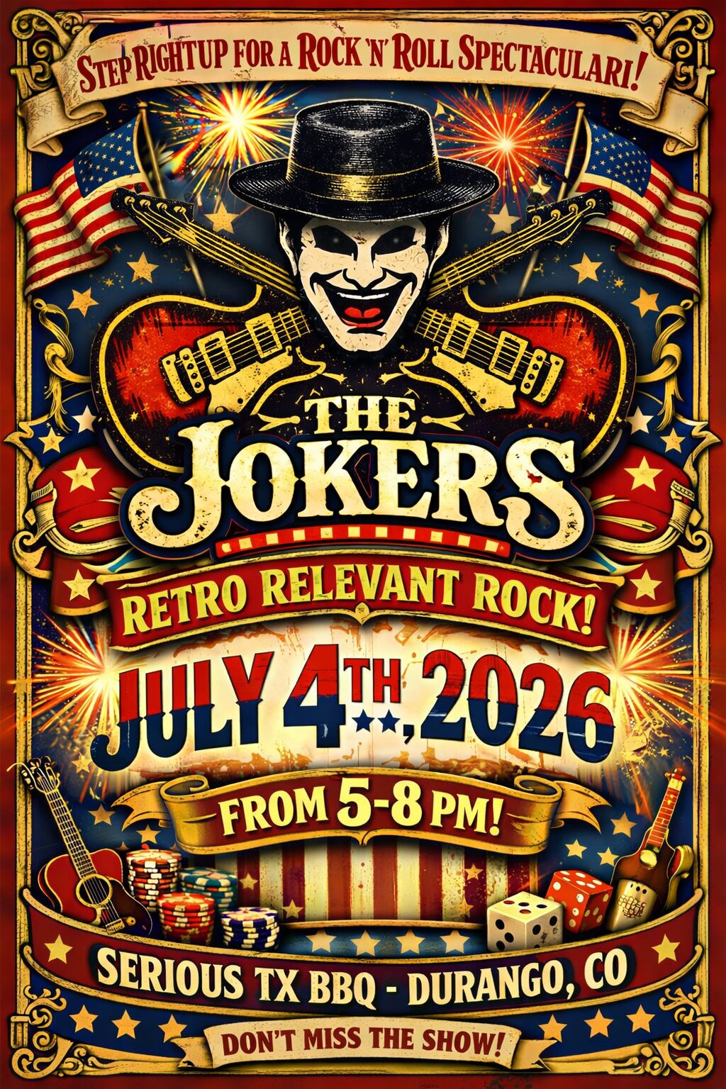 The Jokers live at Serious Texas BBQ in Durango, Colorado - July 4, 2026 The Jokers live at Serious Texas BBQ in Durango, Colorado - July 4, 2026